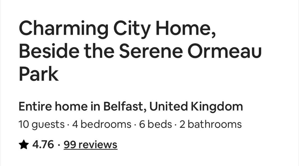 Charming City Home, Beside The Serene Ormeau Park Belfast Buitenkant foto